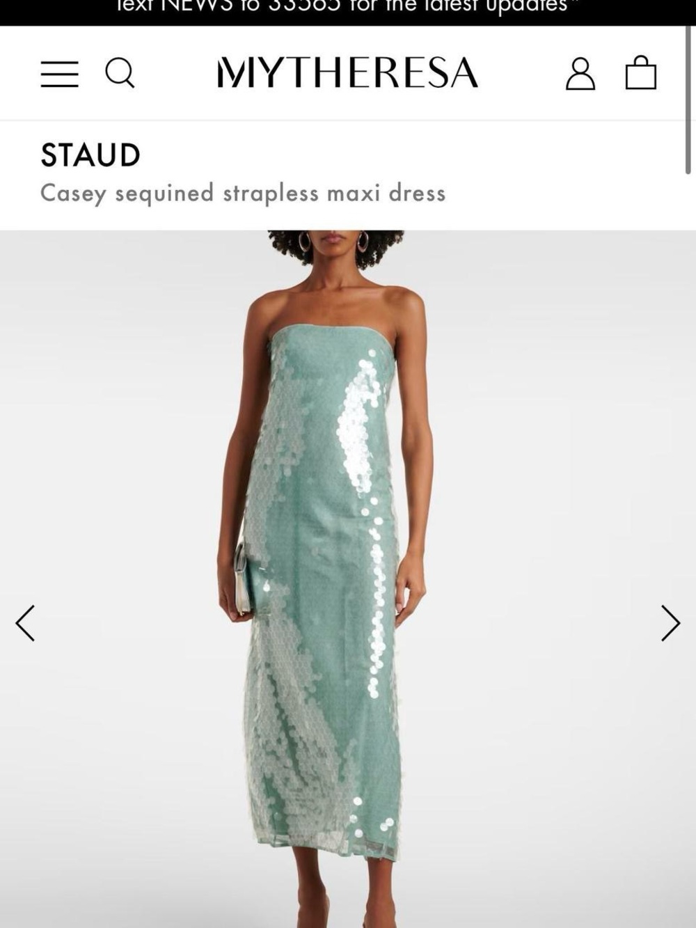 STAUD Strapless Sequined Maxi Dress in Mint Green